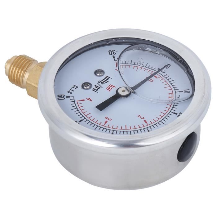 Jauge De Pression Vide G1/8 -0.1MPa / -1000mbar Acier Inox Manomètre Huile Air Gaz Eau