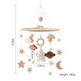 Mobile bébé musical en bois - Marque - Modèle - Étoile et lune en bois - Style nordique - Blanc-2