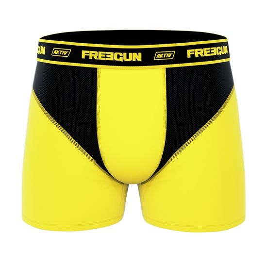 FREEGUN Lot 2 Boxer Homme Aktiv Performance Jaune et Noir Noir