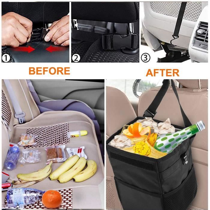 Poubelle De Voiture Portable Pliable 12L - Corbeille Étanché Anti-Fuite Universelle