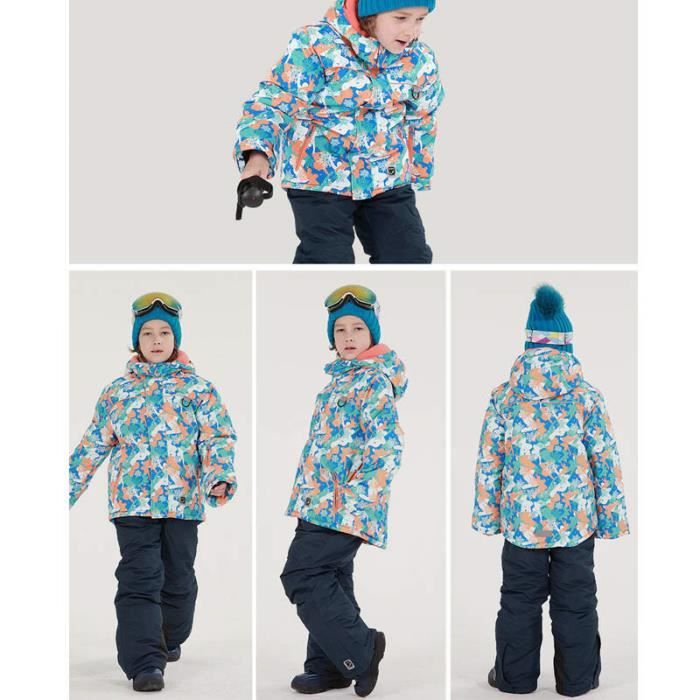 Combinaison de ski chaude enfant 5-13 ans, SKI100 bleu