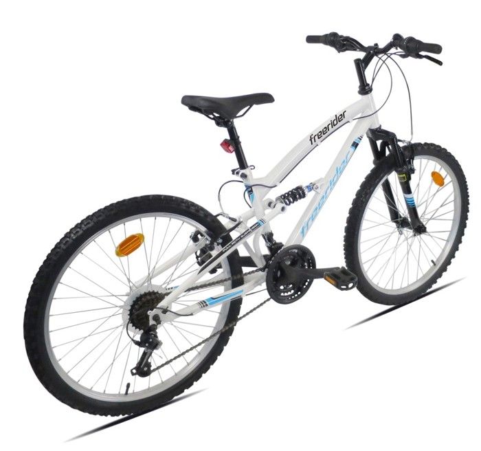 Velo VTT 24 Tout Suspendu FREERIDER equipe de 18 Vitesses par poignees GripShift et derailleur Shimano TY21 Cdiscount Sport
