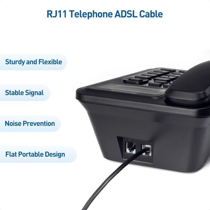 Pack De 2 Câble Téléphonique De 3M (Cable Rj11 Vers Rj11) Pour ...