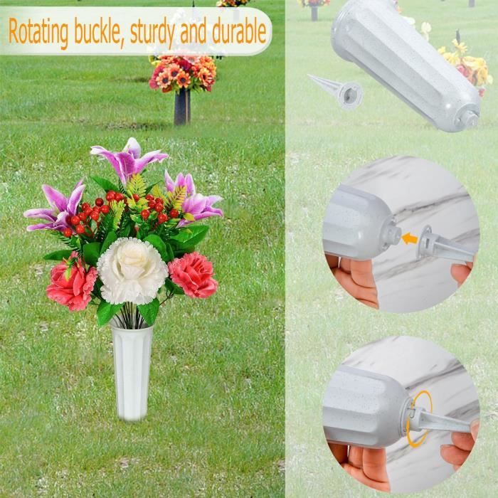 GRPFS Fleurs artificielles pour tombe de cimetière, pour