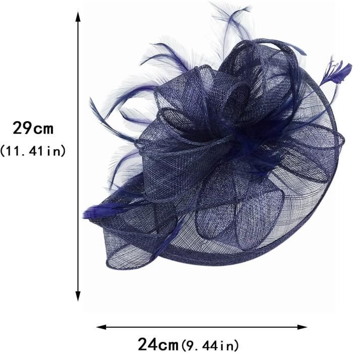 Mini Chapeau Bibi Plat Vintage Bleu Avec Voilette Résille Et Noeud - Neuf Avec étiquettes - Taille Unique Femme