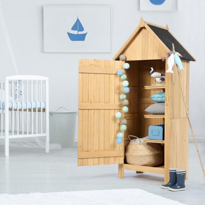 IDMARKET Armoire cabane de jardin en bois naturel Cdiscount Jardin