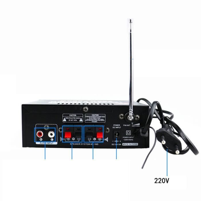 Acheter Amplificateur de puissance Audio 115V/230V, Conversion de  puissance, bluetooth 5.0, amplificateur Audio EQ stéréo, voiture maison 2CH  AUX USB FM SD
