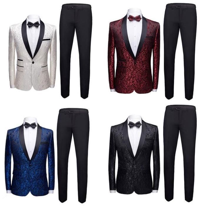 Costume Deux Pièces Homme à Imprimé Lettrage - Polyester - Coupe Moderne Décontractée - Pour Tenue Formelle Ou Casual - Lavable En Machine