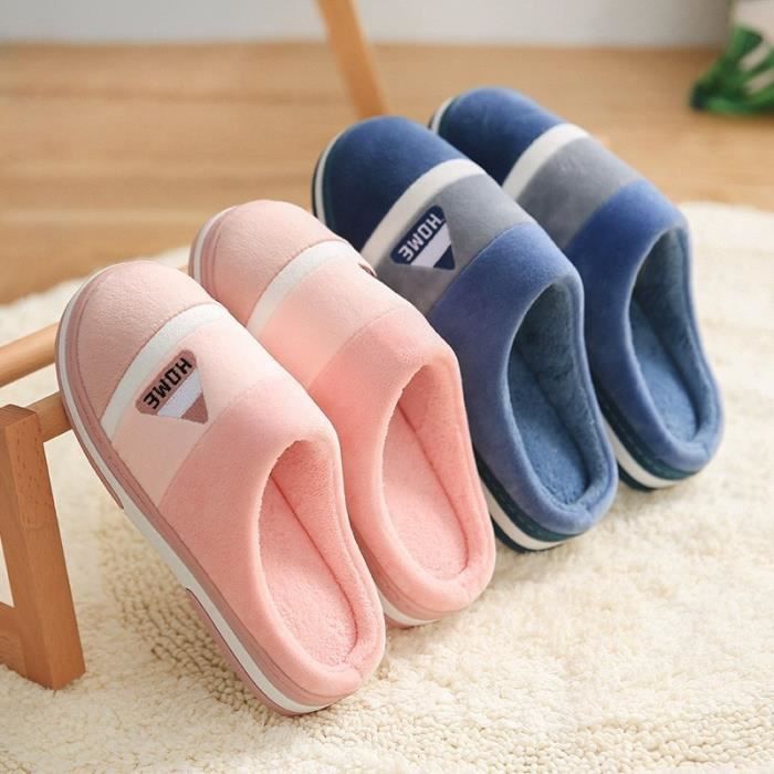 Chausson Peluche Femme - Pantoufle Chaude et Confortable - Rose