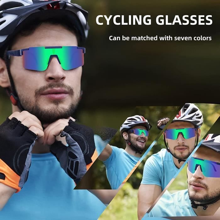 Lunettes de Soleil Polarisées,UV400 Lunette Velo Route TR90 Viper Lunettes  de Soleil Sports de Plein Air Lunettes de Vélo Homme 436