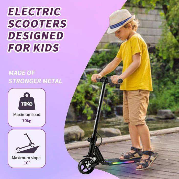 Trottinette électrique Pour Enfants 6-14 Ans - Pliable, Autonomie 6 Km, 14 Km/h, Double Frein, Lumière LED, Aluminium