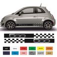 Autocollant Noir - Fiat 500 Model 1 - Bandes stickers adhésifs décoration n°1-0