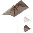 Sekey® 200 × 150 cm Parasol en bois inclinable pour patio jardin balcon piscine plage rectangulaire Beige - Taupe Sunscreen UV50+: -0