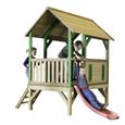 AXI Akela Maison Enfant avec Toboggan rouge | Aire de Jeux pour l'extérieur en marron & vert | Maisonnette / Cabane de Jeu en Bois-0