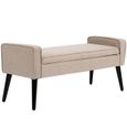 Pouf Rangement HOMCOM Velours Beige - 84L - 112x42x40cm - Banc Bout De Lit - Charge 220kg