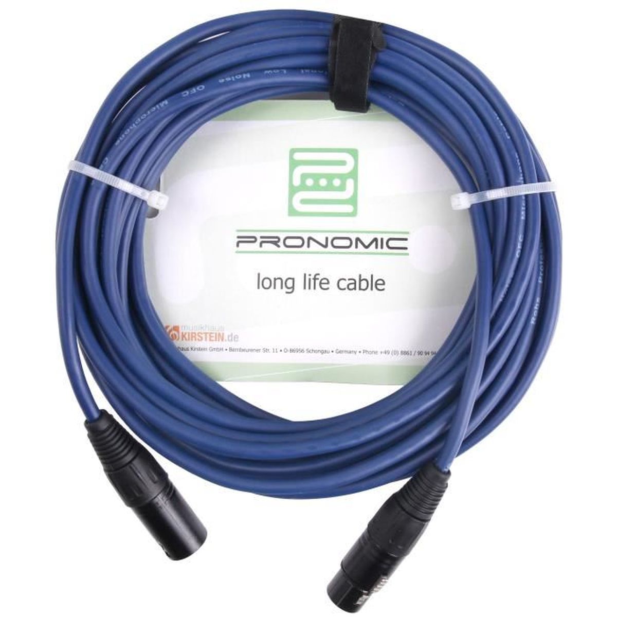 Pronomic Stage DMX3-10 câble DMX 10 m bleu avec contacts plaqués d’or 