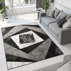 TAPISO Tapis Salon Poil Court DREAM Rose Gris Noir Carreau 100% Polypropylène Intérieur 120x170 cm