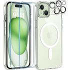 Coque Cercle magnétique intégré pour iPhone 15 et 2 Verres Trempé écran et 2 Protections Caméra Phonillico®