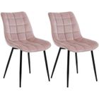 WOLTU Lot de 2 Chaises de salle à manger, Chaise de cuisine,Siège en velours, Pieds en métal, Rose