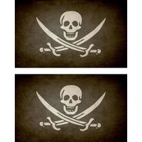 2x Autocollant sticker drapeau vintage vieilli pirate jack rackham