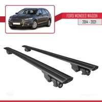 Compatible avec Ford Mondeo Wagon 2014-2021 HOOK Barres de Toit Railing Porte-Bagages de voiture Avec verrouillable Alu NOIR