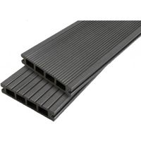 Lame terrasse bois composite alvéolaire Dual - L: 120 cm - l: 14 cm - E: 25 mm - Gris anthracite