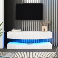 MISNODE Meuble TV de salon moderne, meuble TV avec éclairage LED, meuble TV flottant mural suspendu