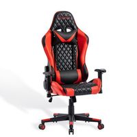 Chaise gaming pivotant, siège de bureau avec hauteur, support lombaire et accoudoir 3D réglable, rotation 360° - Rouge