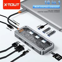 Adaptateur USB Type-C 10-en-1 vers HDMI 4K pour MacPlePro Air, Station S6 avec PD SD TF VGA RJ45 PC, Accessoires informatiques
