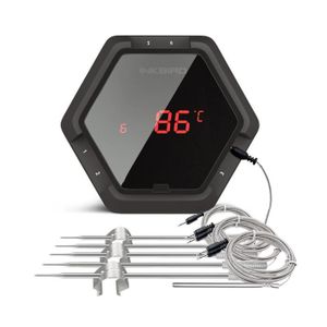 THERMOSTAT D'AMBIANCE Thermostat d'ambiance,sondes et minuterie de thermomètre sans fil Bluetooth pour barbecue,2x4x6x6x3 Types - 6XS Black 6 sensor