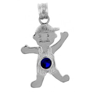 14K Février garçon Pierre de naissance Charm Nouveau Pendentif or jaune