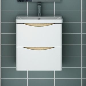 MEUBLE VASQUE - PLAN Meuble de salle de bain moderne sans poignées Blan