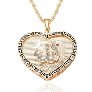 Arabe Islamique Allah 18K plaqué or musulman Charme Collier Pendentif Chaîne
