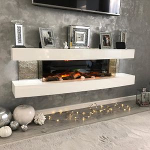 Cheminée décorative électrique en bois laqué blanc Lounge - GdeGdesign