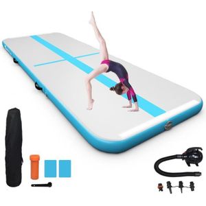 1*3M Tapis Gymnastique Air Track Tapis de Gym Gonflable Yoga Judo Bleu/Blanc 
