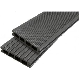 REVETEMENT EN PLANCHE Lame terrasse bois composite alvéolaire Dual - L: 120 cm - l: 14 cm - E: 25 mm - Gris anthracite