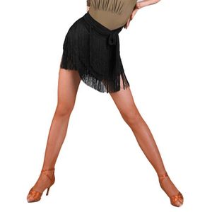 JUPE Femme Jupe Professionnelle de Danse Latine Jupe fluide à franges Pratique Jupe Courte Portefeuille Jupe Plissé NoirD2D