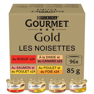 BOITES - PATÉES GOURMET GOLD Les Noisettes - 96 x 85 g - Boîtes po