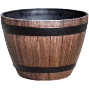 JARDINIÈRE - BAC A FLEUR Pot de fleurs en résine PP de baril en bois d'imitation - TRAHOO - Classique - Grande capacité - Noir