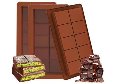 Lot De 3 Moules Tablette Chocolat Dubai 6 Cavités Silicone - Sans BPA Avec Spatule