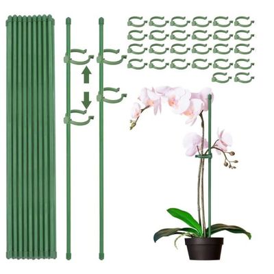 Kit Complet Tuteurs Plantes Intérieur – 20 Supports + 30 Clips + 15 Tubes Extension + 40 Capuchons (105 PCS)