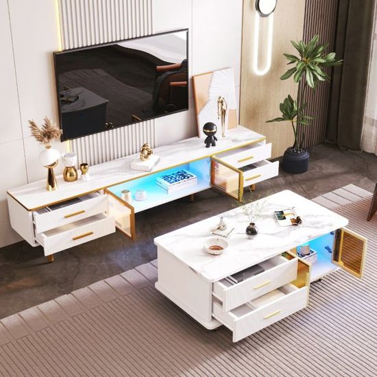 Ensemble de 5 meubles de salon collection SINATRA. Couleur chêne et