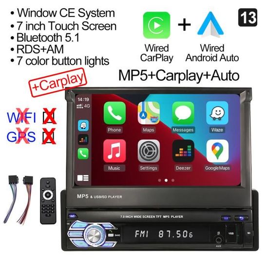 1 Din Autoradio Bluetooth Mp5 Player 5.1 Inch Car Radio Stereo Ips Touch  Screen With Wireless Carpl