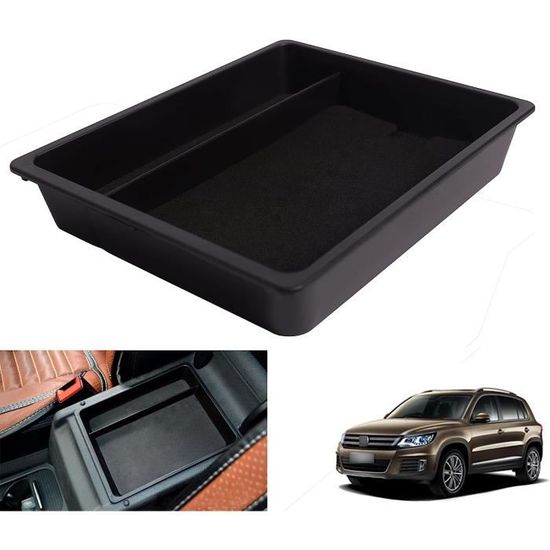 Coleya Boîte De Rangement Pour Console Centrale Compatible Avec VW T-ROC 2018-2024, T-ROC Accessoire Organisateur D'accoudoir Central, Plateau Rangement De Console Avec Tapis Antidérapants (Noir