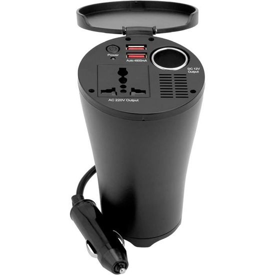 Convertisseur 12V 150W BYGD - 2 Prises EU + 2 Ports USB Pour Voiture