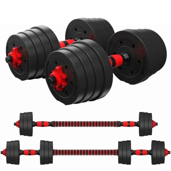 YGONGMYL Kit haltères Musculation 20 kg - 2 en 1 Réglable Poids -  Noir/Rouge (avec Barre D'extension) - Cdiscount Sport