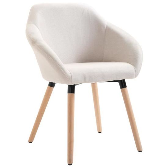 Home® Chaise de Salon Scandinave - Chaise de salle à manger - Fauteuil Chaise de cuisine Chaise à dîner - Crème Tissu 5842