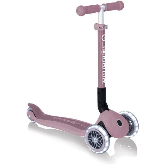 Trottinette roues pliable GLOBBER JUNIOR LIGHTS ECOLOGIC Rose  Framboise Lumineuses Plastique recyclé à ans 50 Kg