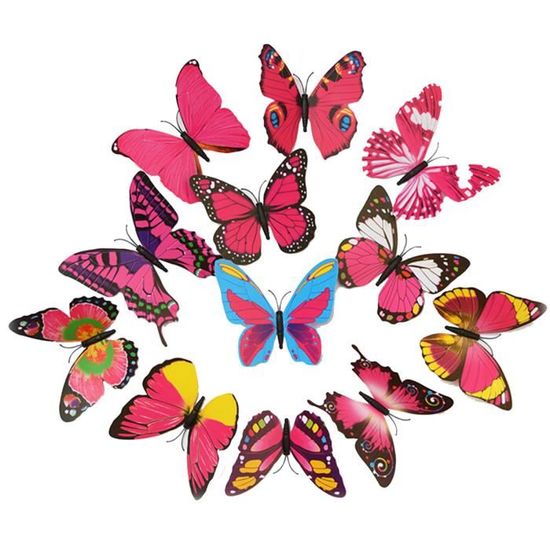 36 Pièces Aquarelle Papillon 3D Stickers Muraux Papillons Chambre Décoration Murale Auto-adhésive Pour Mariage Bricolage Décor Décalcomanies