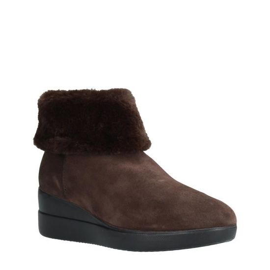 Bottes pour femme Geox Stardust Talon compense Daim et fausse fourrure Marron Marron Cdiscount Chaussures